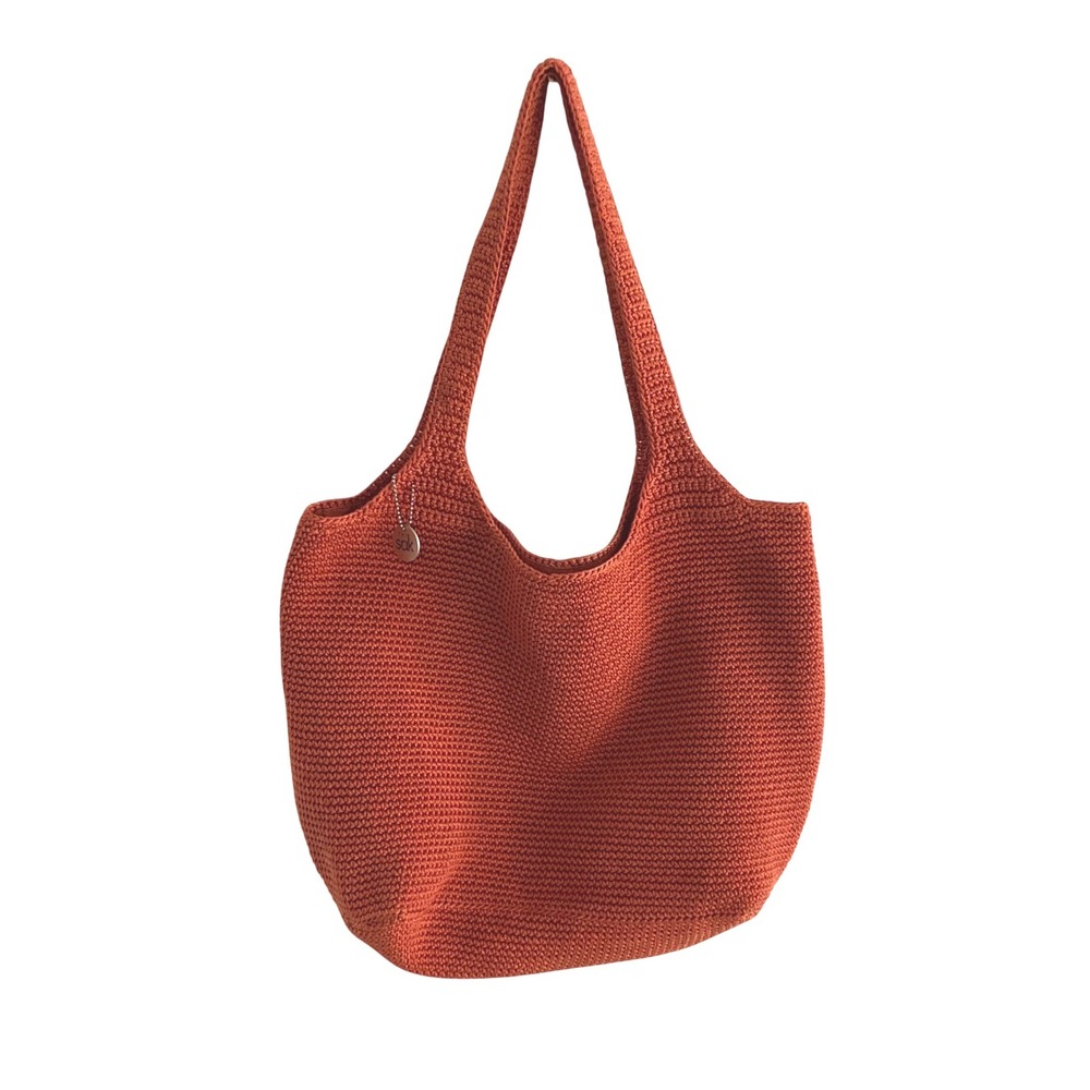 The Sak Crochet Hobo Bag Burnt Orange Rust Knit Shoulder Tote Boho Handbag